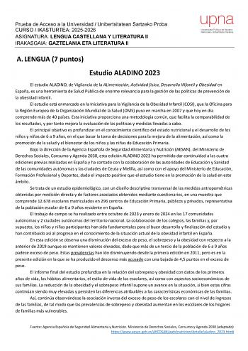 Lengua Castellana y Literatura – EvAU Navarra (2026)