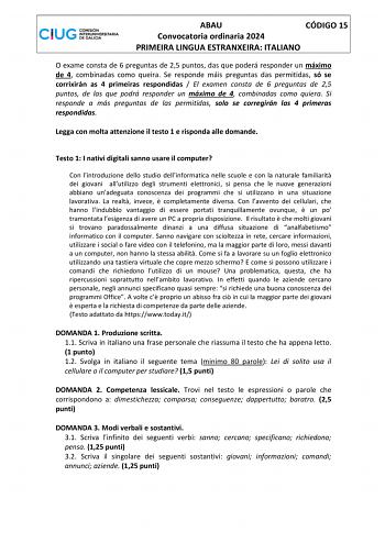 Examen de Italiano (ABAU de 2024)