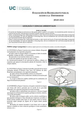 Examen de Geología y Ciencias Ambientales (EBAU de 2024)