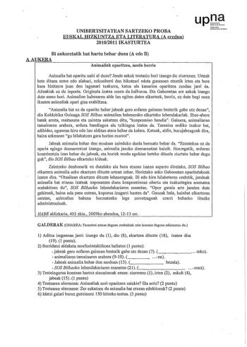 Examen de Lengua Vasca y Literatura (PAU de 2011)