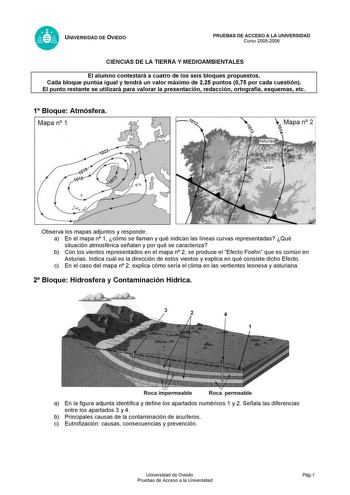 Examen de Ciencias de la Tierra y Medioambientales (selectividad de 2006)