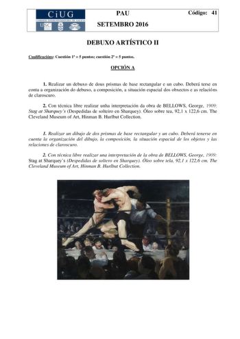 Examen de Dibujo Artístico II (PAU de 2016)