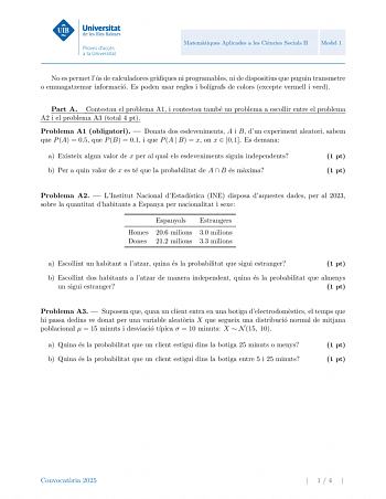 Examen de Matemáticas Aplicadas a las Ciencias Sociales (PBAU de 2025)