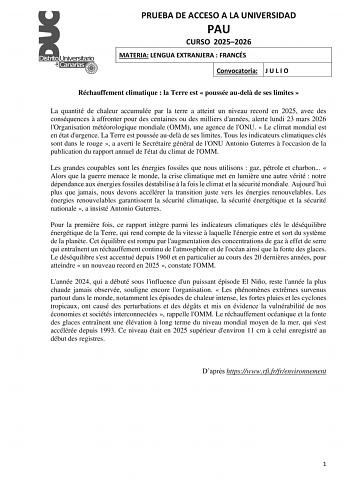Francés – EBAU Islas Canarias (2026)
