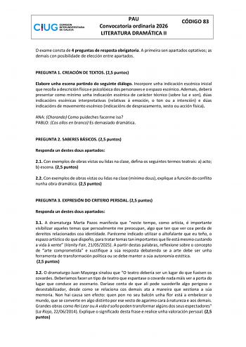 Literatura Dramática – ABAU Galicia (2026)