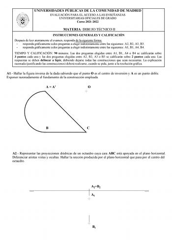 Examen de Dibujo Técnico II (EvAU de 2022)