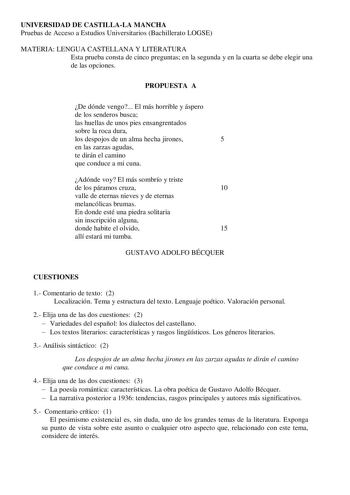 Examen de Lengua Castellana y Literatura (selectividad de 2005)