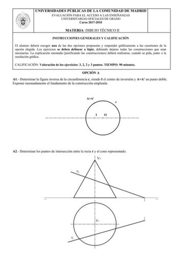 Examen de Dibujo Técnico II (EvAU de 2018)