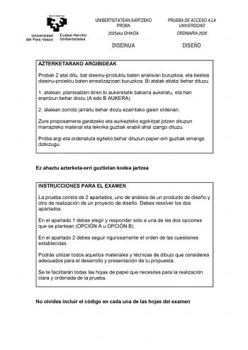 Examen de Diseño (EAU de 2025)