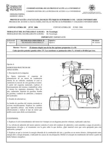 Examen de Tecnología Industrial (selectividad de 2006)