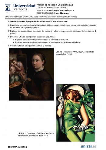 Examen de Fundamentos Artísticos (EvAU de 2025)