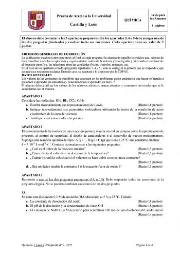 Examen de Química (EBAU de 2025)
