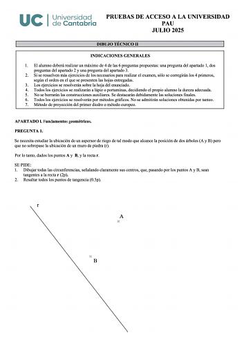 Examen de Dibujo Técnico II (EBAU de 2025)