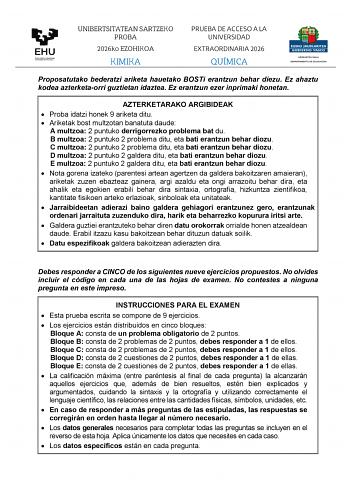 Química – EAU País Vasco (2026)