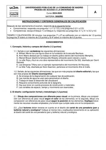 Examen de Diseño (EvAU de 2025)
