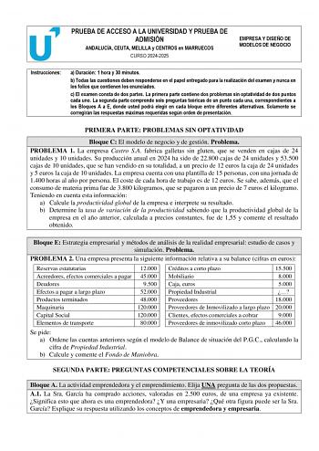Examen de Empresa y Diseño de Modelos de Negocio (PEvAU de 2025)