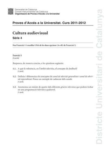 Examen de Cultura audiovisual (PAU de 2012)