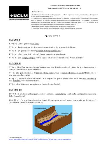 Examen de Geología (EvAU de 2017)