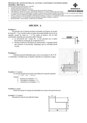 Examen de Mecánica (selectividad de 2005)