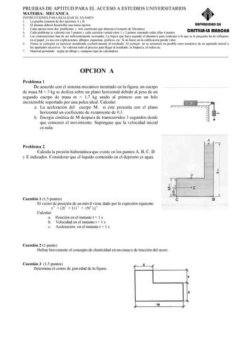 Examen de Mecánica (selectividad de 2005)