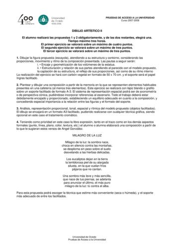 Examen de Dibujo Artístico II (selectividad de 2008)