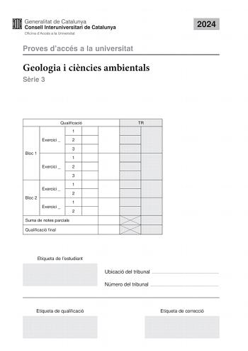 Examen de Geología y Ciencias Ambientales (PAU de 2024)