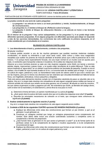 Lengua Castellana y Literatura – EvAU Aragón (2026)