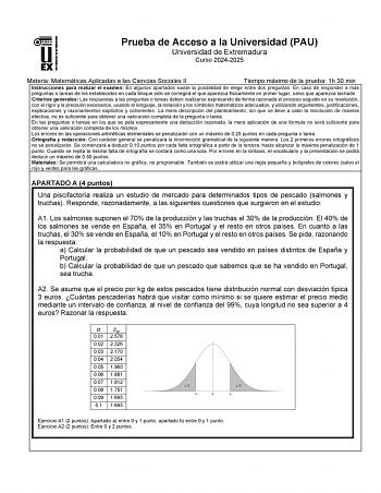 Examen de Matemáticas Aplicadas a las Ciencias Sociales (EBAU de 2025)