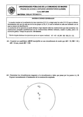 Examen de Dibujo Técnico II (selectividad de 2008)