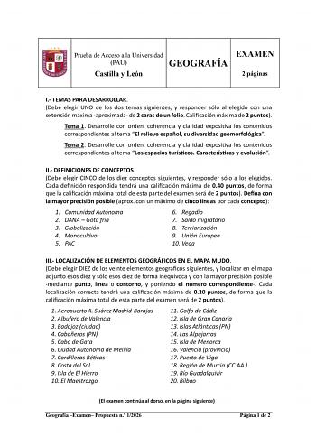 Geografía – EBAU Castilla y León (2026)