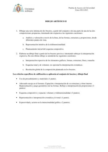 Examen de Dibujo Artístico II (PAU de 2013)