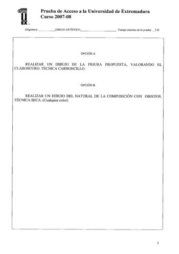 Examen de Dibujo Artístico II (selectividad de 2008)