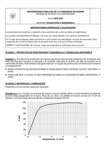 Tecnología e Ingeniería – EvAU Comunidad de Madrid (2026)