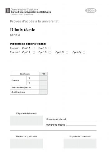 Examen de Dibujo Técnico II (PAU de 2022)