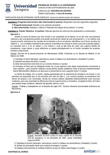 Historia de España – EvAU Aragón (2026)