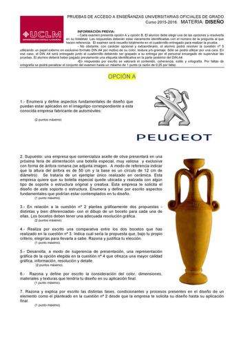 Examen de Diseño (PAU de 2016)