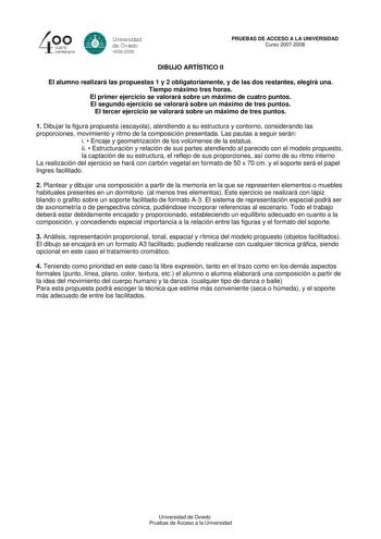 Examen de Dibujo Artístico II (selectividad de 2008)