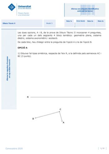 Examen de Dibujo Técnico II (PBAU de 2020)