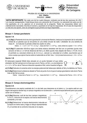 Examen de Física (EBAU de 2025)