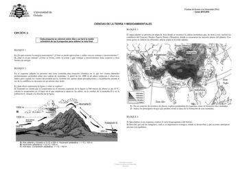 Examen de Ciencias de la Tierra y Medioambientales (PAU de 2016)