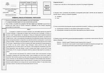 PEGAR AQUÍ LA CABECERA ANTES DE ENTREGAR EL EXAMEN Firma Firma Firma CALIFICACIÓN Inicial REVISIÓN 2 corrección REVISIÓN 3 corrección Prueba de evaluación de Bachillerato para el acceso a la Universidad EBAU CURSO 202223 CONVOCATORIA  SEDE  AGRUPACIÓN DE PREGUNTAS  PRIMERA LENGUA EXTRANJERA PORTUGUÉS ESPACIO RESERVADO PARA LA UNIVERSIDAD  Responda en portugués a las cuatro preguntas de uno de los dos textos  En la pregunta 4 del texto elegido debe elegir una de las dos opciones  Indique el text…