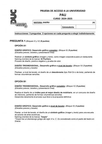 Examen de Diseño (EBAU de 2025)