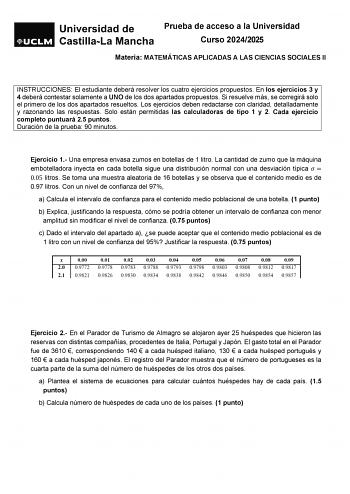 Examen de Matemáticas Aplicadas a las Ciencias Sociales (EvAU de 2025)