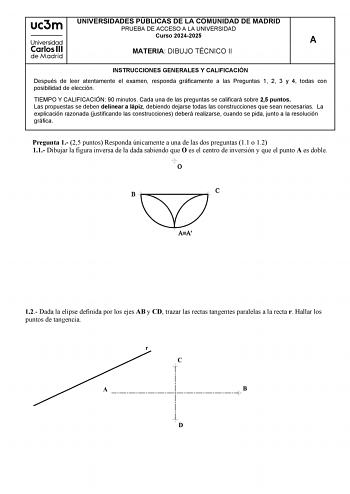 Examen de Dibujo Técnico II (EvAU de 2025)