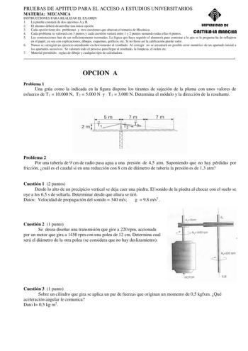 Examen de Mecánica (selectividad de 2005)