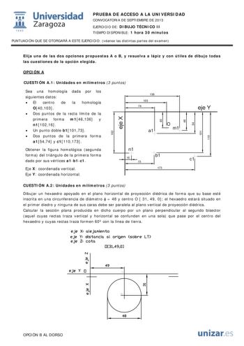 Examen de Dibujo Técnico II (PAU de 2013)