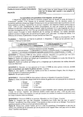 Examen de Francés (selectividad de 2003)