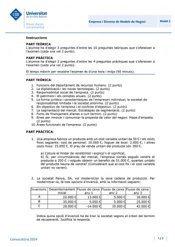Examen de Empresa y Diseño de Modelos de Negocio (PBAU de 2024)
