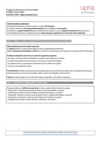 Examen de Dibujo Artístico II (EvAU de 2025)
