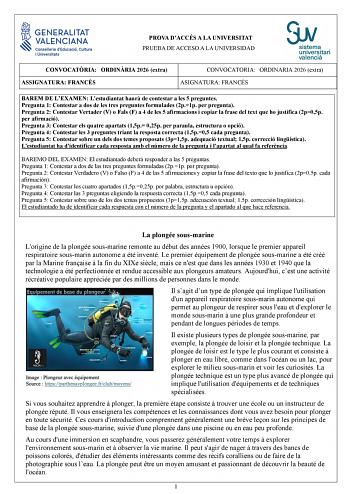 Francés – PAU Comunidad Valenciana (2026)